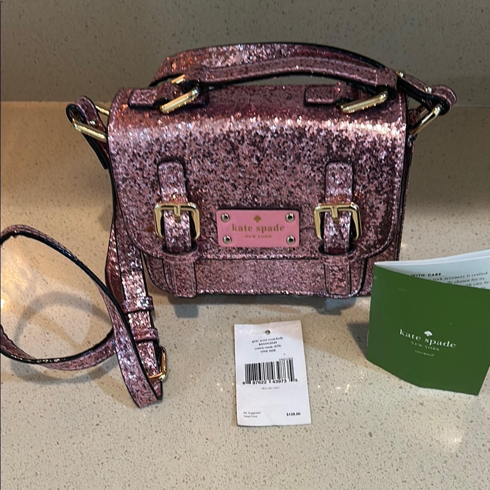 Kate Spade Pink Mini Bag with Glitter Finish girls scout crossbody